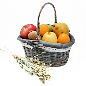 Корзина с фруктами 1.4 кг и сухоцветом в Скоропусковому